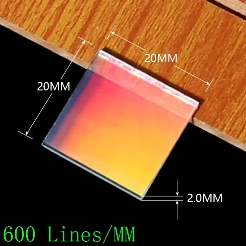 600 Lines/mm Orthogonal Transmission Diffraction Grating High Precision 2D Spectroscopic Holographic Optical Instrument 20x20mm