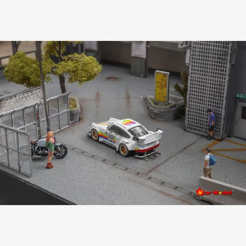 STAR Dostępny 1:64 RWB 964 GT Ogon Czerwono-Biały Model Samochodu Odlewany Kolekcjonerski Miniaturowy Zabawka
