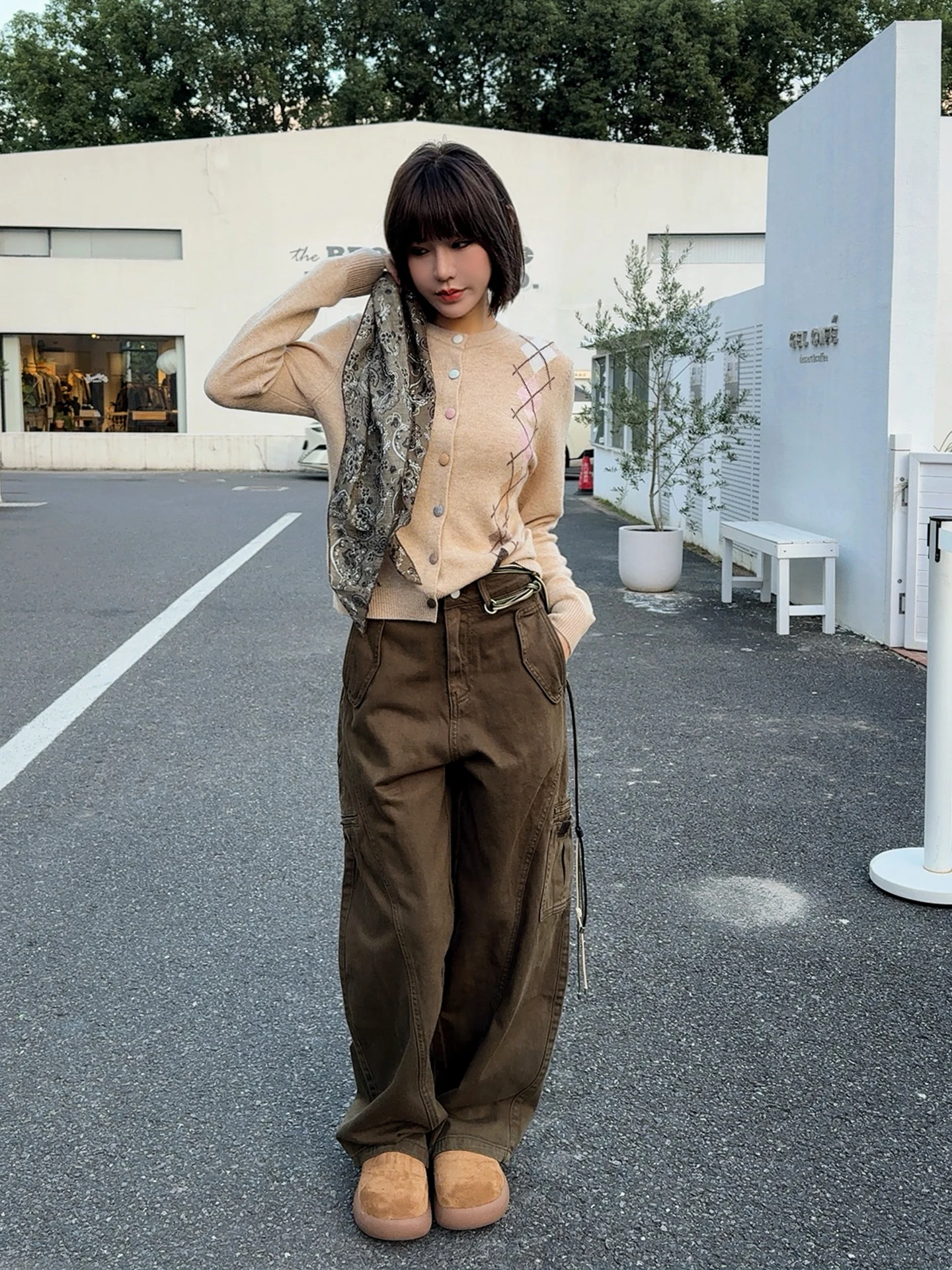 

Джинсы Asbr Original C Knife из дистресстого денима с асимметричной кожаной биркой, рабочая одежда, повседневные, свободного кроя, женские