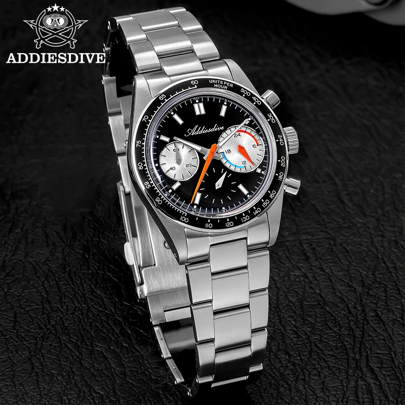 ADDIESDIVE High Quality Quartz Watch Domed Glass BWG9 Luminous 100m Waterproof Chronograph Color Blocking Casual Watches New