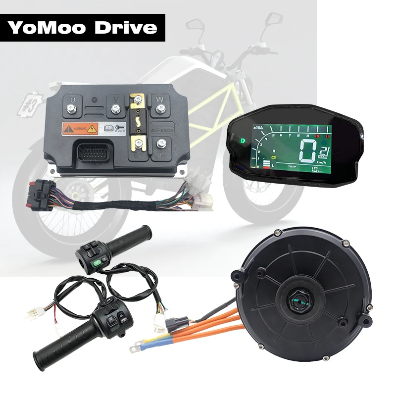 QS165 5KW PMSM Mid Drive Motor Hall Type With VOTOL EM260S Controller, DKD ONE-LIN Speedometer and T08 Throttle For Lightbike