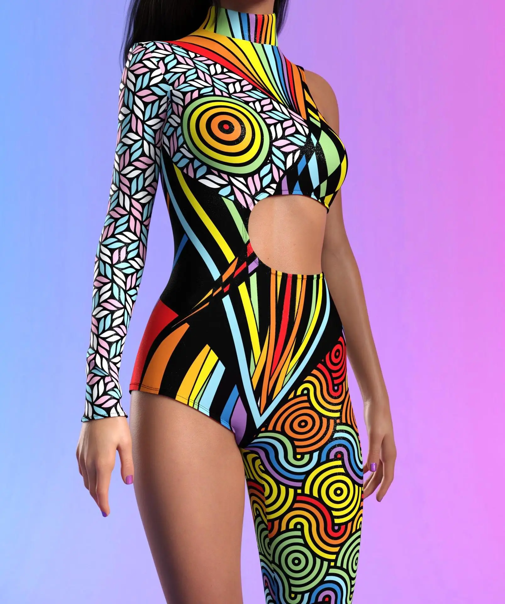 Damen Halloween-Strumpfhose 3D Digital Bedruckte Jumpsuits Erwachsenen-Cosplay-Kostüm Vollfarbiger Zentai Party Festival Performance Bodysuit – Detail 5
