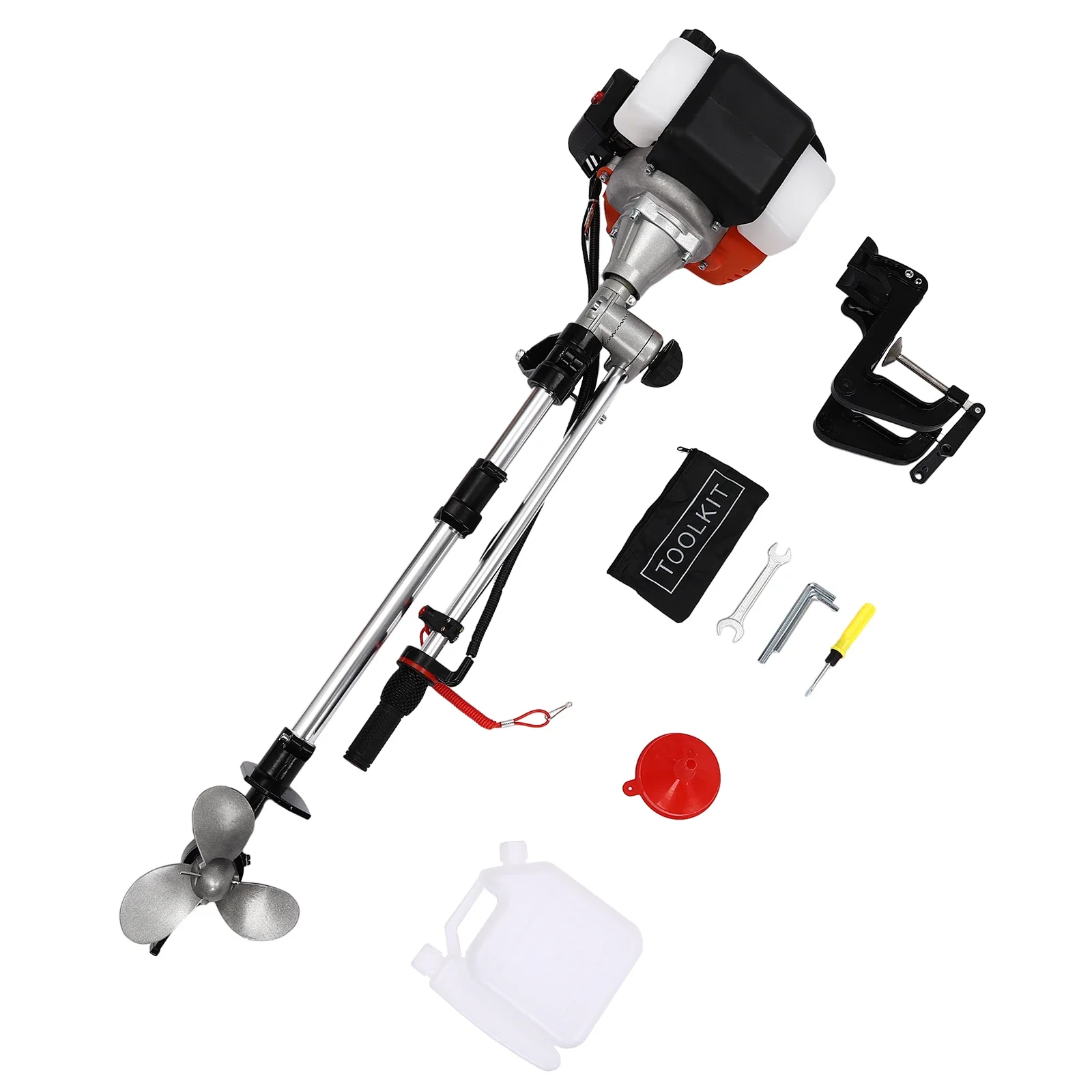 محرك خارجي ثنائي الأشواط، محرك خارجي 2.5 حصان مع 360 درجة ° عصا تحكم قابلة للدوران، نظام الإشعال الإلكتروني، وقت تشغيل 40-70 دقيقة #5