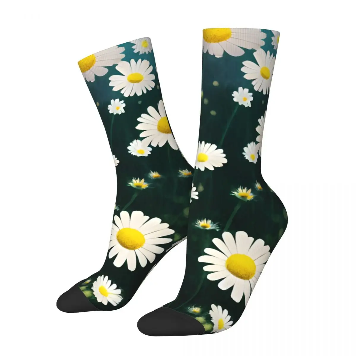 Crazy compression Daisy Flower Artwork Sock for Men Vintage Seamless Pattern Crew Sock Novelty