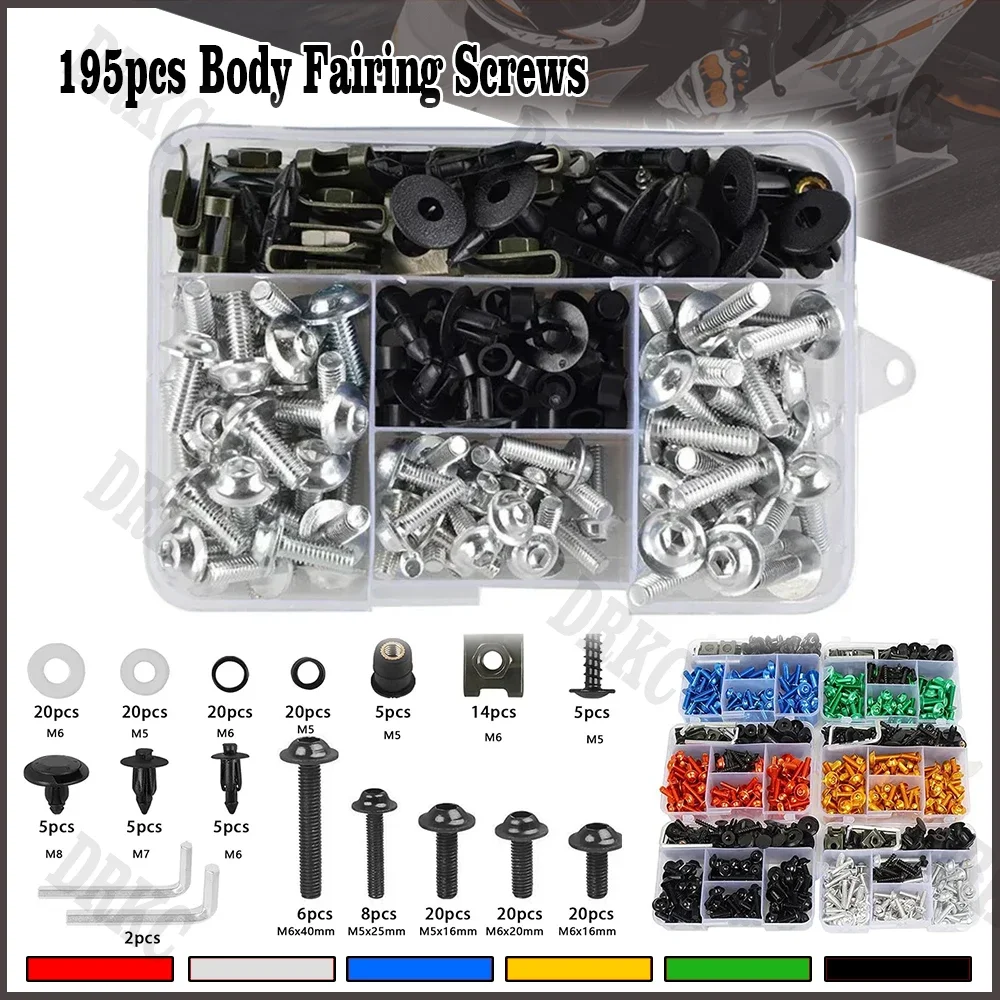 

195 PCS Fairing Bolt Kit body screws Clips For Aprilia RS125 RSV Mille/R/TUONO RSV1000R RSV4 /R/RF/RR