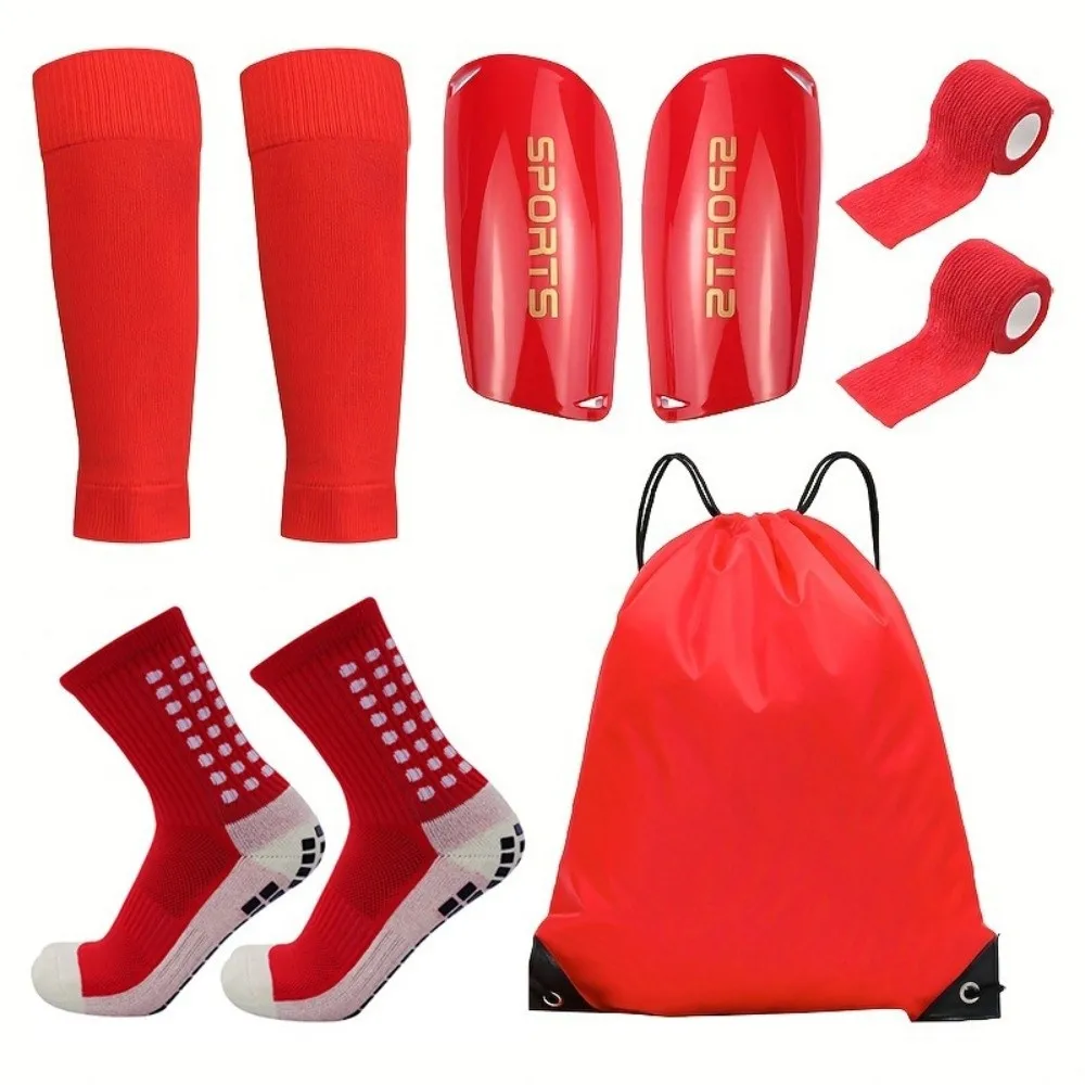 5 unids/set espinilleras de fútbol ligeras cómodas y duraderas espinilleras de fútbol cubierta de pierna calcetines protectores de tobillo