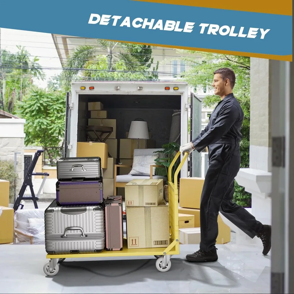 شاحنة منصة شديدة التحمل 5 في 1 مع قفص عربة يد مسطحة دوللي لتخزين كشك الغسيل والبقالة 1800 رطل #6