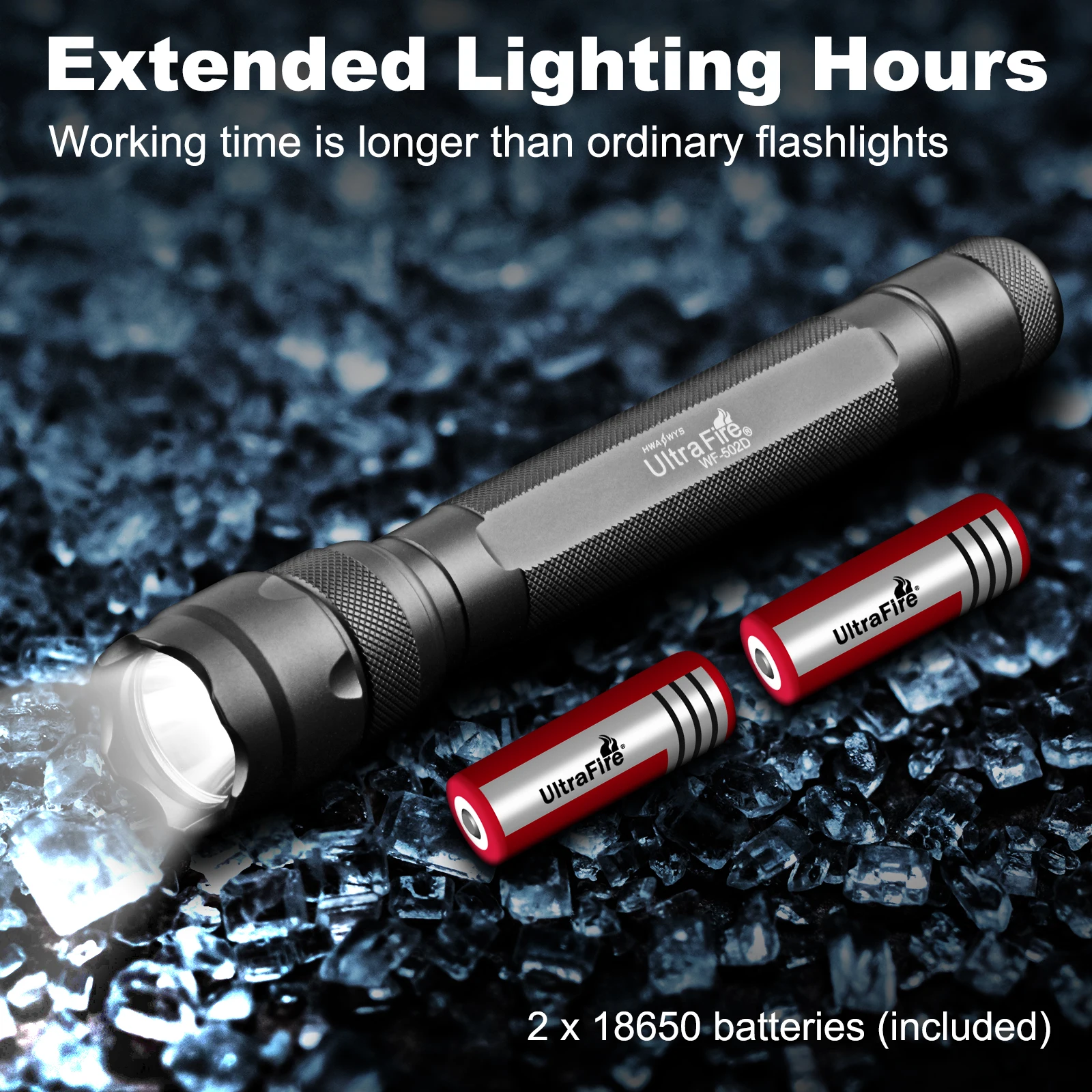 UltraFire WF-502D LED Tactical Flashlight Super Bright 1300LM 3 Modes EDC Flash Light Portable Handheld Flashlight for Outdoor