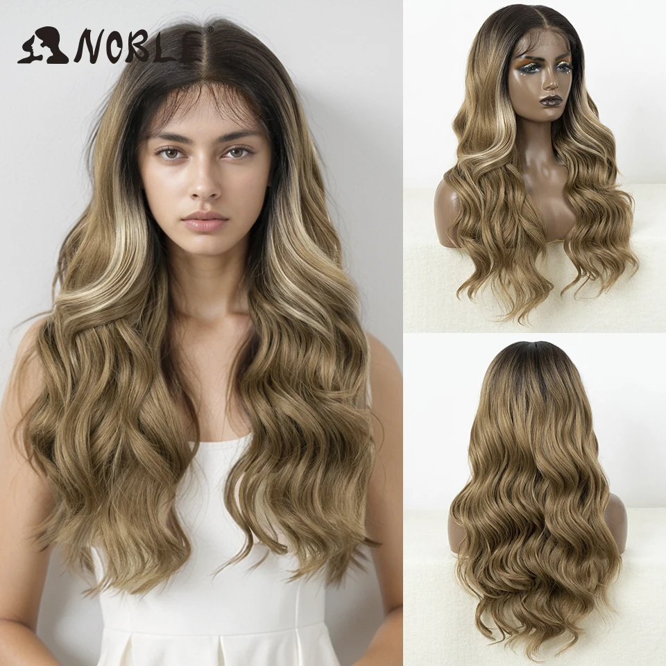 

Noble Synthetic Lace Front Wig 26 Inch 13x7 HD Transparent Honey Wavy With Baby Hair Lace Front Wig Blonde Wig For Women Wig