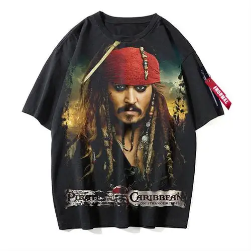 

Новая мужская футболка Caribbean Pirate Bla ort Sve свободного кроя с принтом мультфильма аниме Nearby Clothing трансграничная