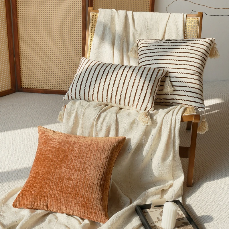 30X50/45X45CM Vintage Striped Throw Pillow Cover Orange Simple Waist Cushion Cover Decor Home Decorative Pillowcase