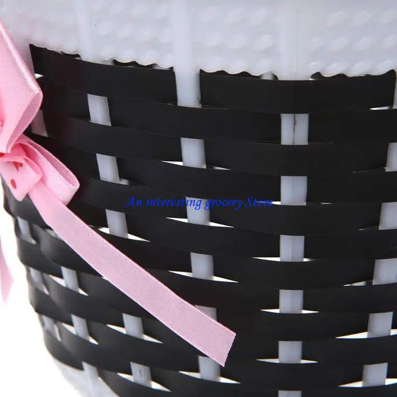

652D Scooter Basket Children Bike Plastic Knitted Bow Knot Front Handmade Bag