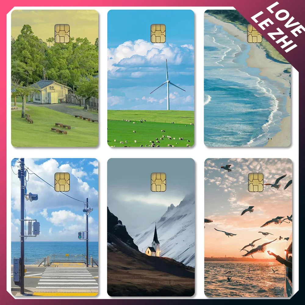 Landscape Photos Pvc Film Skin Sticker for Debit Card Credit Bank Card Spectacular Scenery of The World Stickers for Small Chip