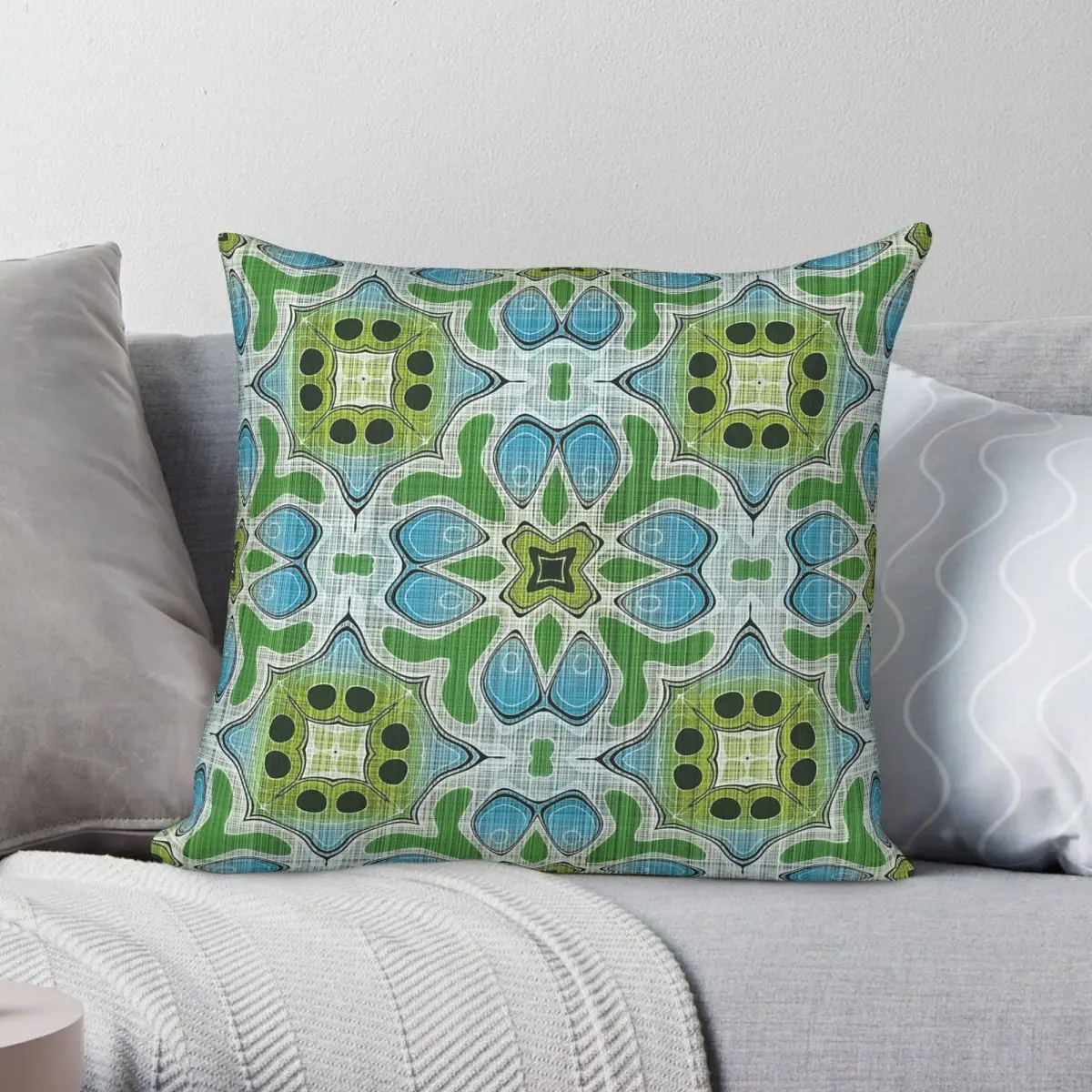 Lime Green Turquoise Blue Gray Square Pillowcase Polyester Linen Velvet Creative Zip Decorative Bed Cushion Cover 18