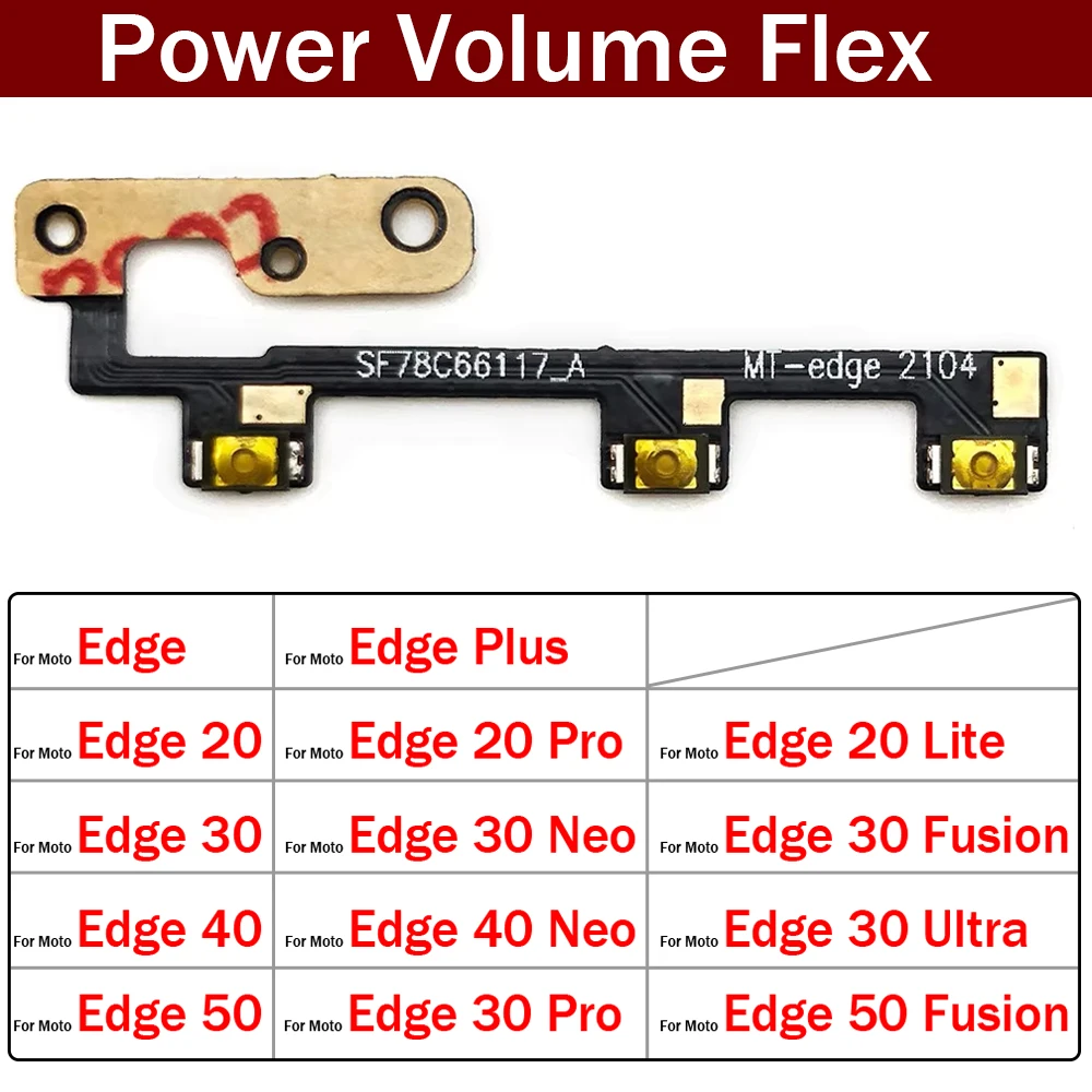

New For Motorola Moto Edge 20 30 40 50 Pro Neo Lite Ultra Fusion Plus Power Switch On Off Button Volume Key Button Flex Cable