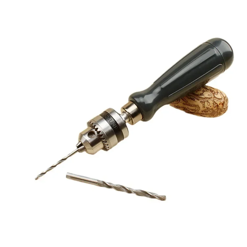 for Large Key Hand Twist Drill with 5 Drills Simple Manual Hand Drill 6mm Chuck Sleeve with Drill Bit Set