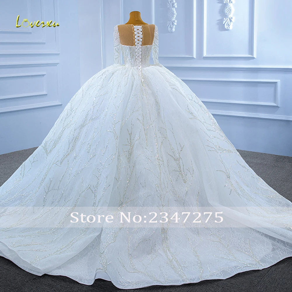 Loverxu Ball Gown Abiti da sposa di lusso Sweetheart Manica lunga Vestido De Novia Pizzo Paillettes Principessa Abito da sposa su misura