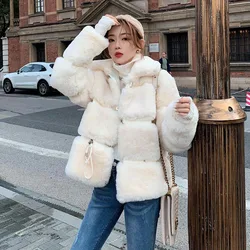 2023 Winter New Women Imitation Mink Fur Coat Thickened Keep Warm Pure Color Furry Outwear Female Temperament Leisure Outcoat