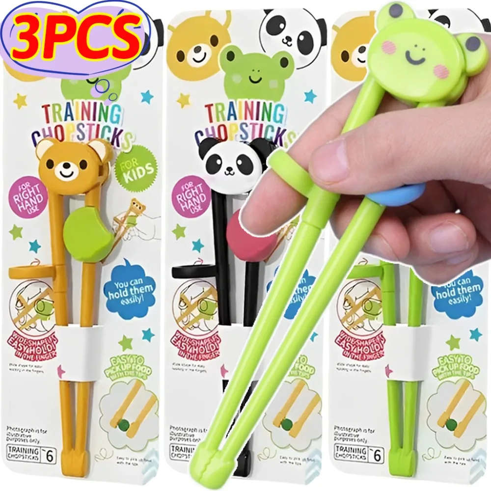 Palillos de animales de dibujos animados para niños, palillos de aprendizaje elemental para bebés y niños, vajilla de entrenamiento con bonito oso y Panda, palitos de comida