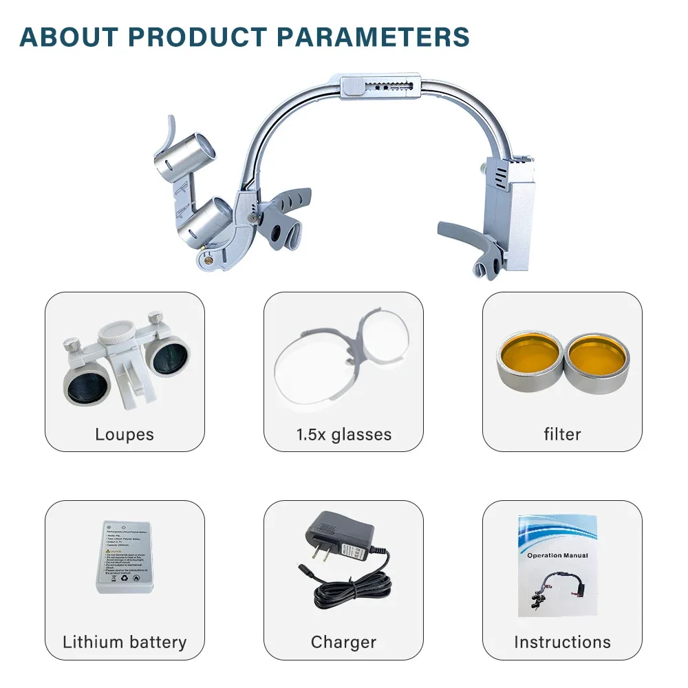 Dental LED Head Light Lamp For Magnification Binocular Loupes 5W Light 2.5X 3.5X Dentisit Surgical Headlight Lab Equipmen