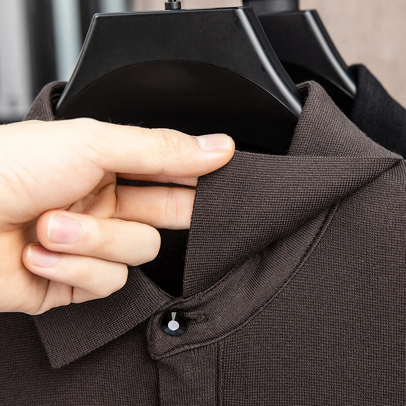 Men's Luxury Knitted Cardigan Long Sleeve Lapel Thickened Hidden Zipper Solid Color Autumn Winter Fashion Casual Business Men's