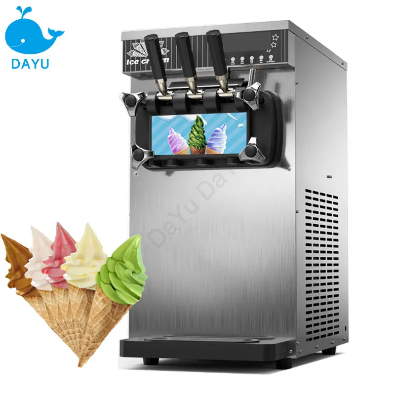 Soft Ice Cream Machine Commercial Three-Colors And Flavors Small Table Type Refrigeration DY-BQL128 Stainless Steel Cone Maker