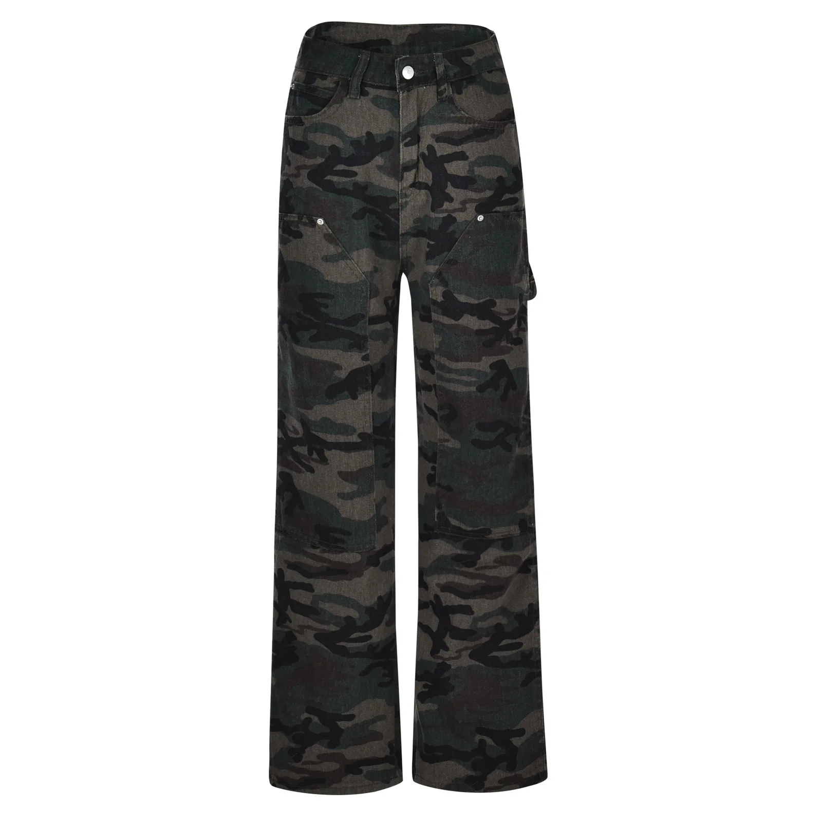 Vrouwen Camouflage Cargo Broek Y 2K 90S Mode Baggy Hoge Taille Broek Koreaanse Harajuku Rechte Wijde Pijpen Streetwear 2024