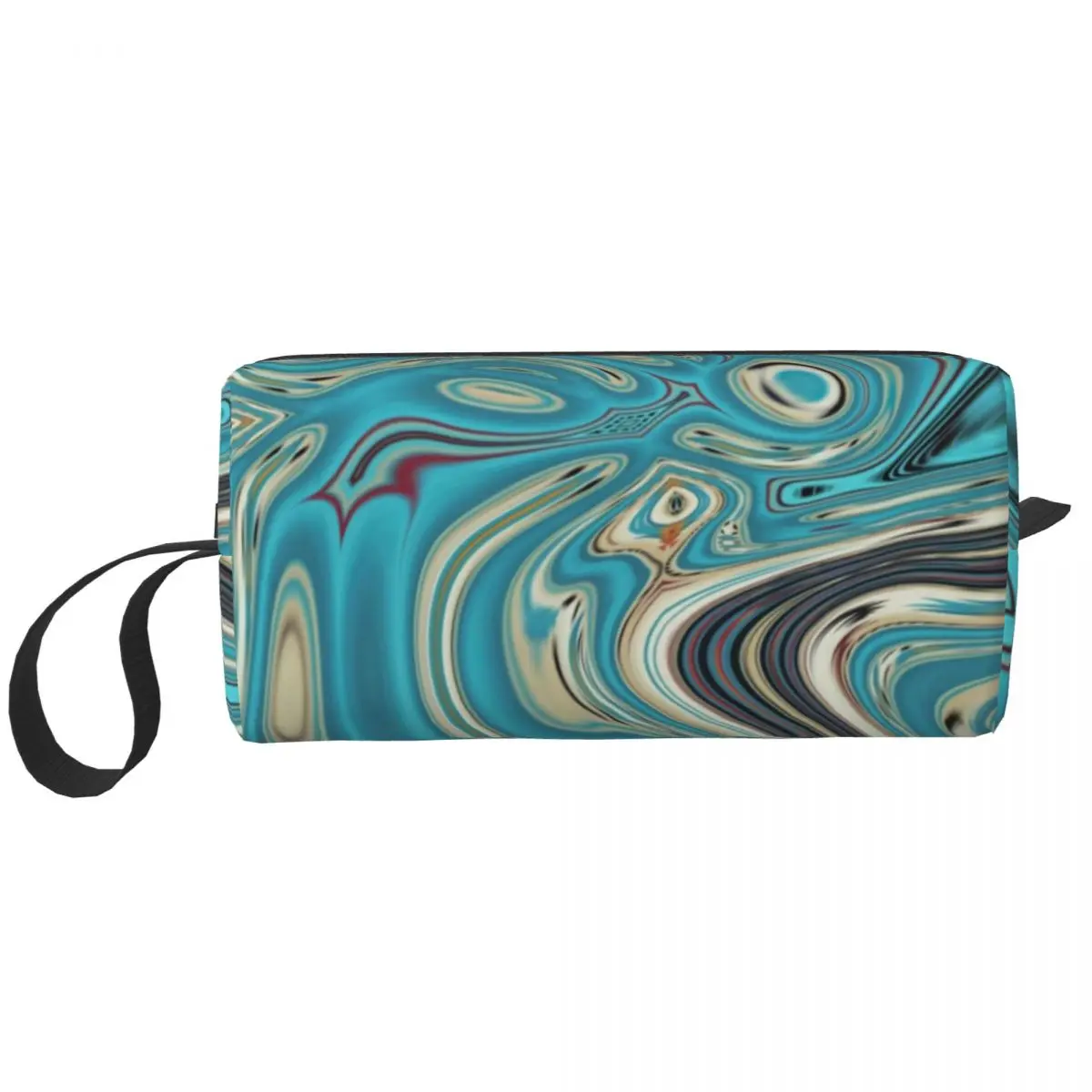 Custom Teal Turquoise Marble Swirls Mid Century Travel Cosmetic Bag Women Makeup Toiletry Organizer Lady Beauty Storage Dopp Kit