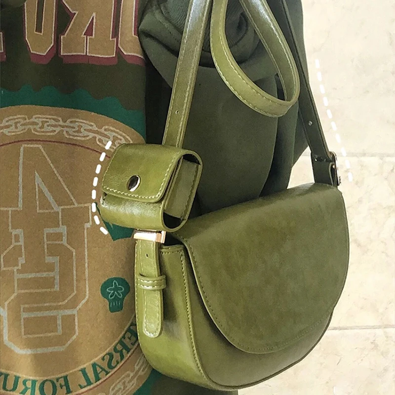 

Women Bag Summer New Korean Fashion Versatile Casual One Shoulder Bags Solid Retro Green Commute Personalized Crossbody Bag