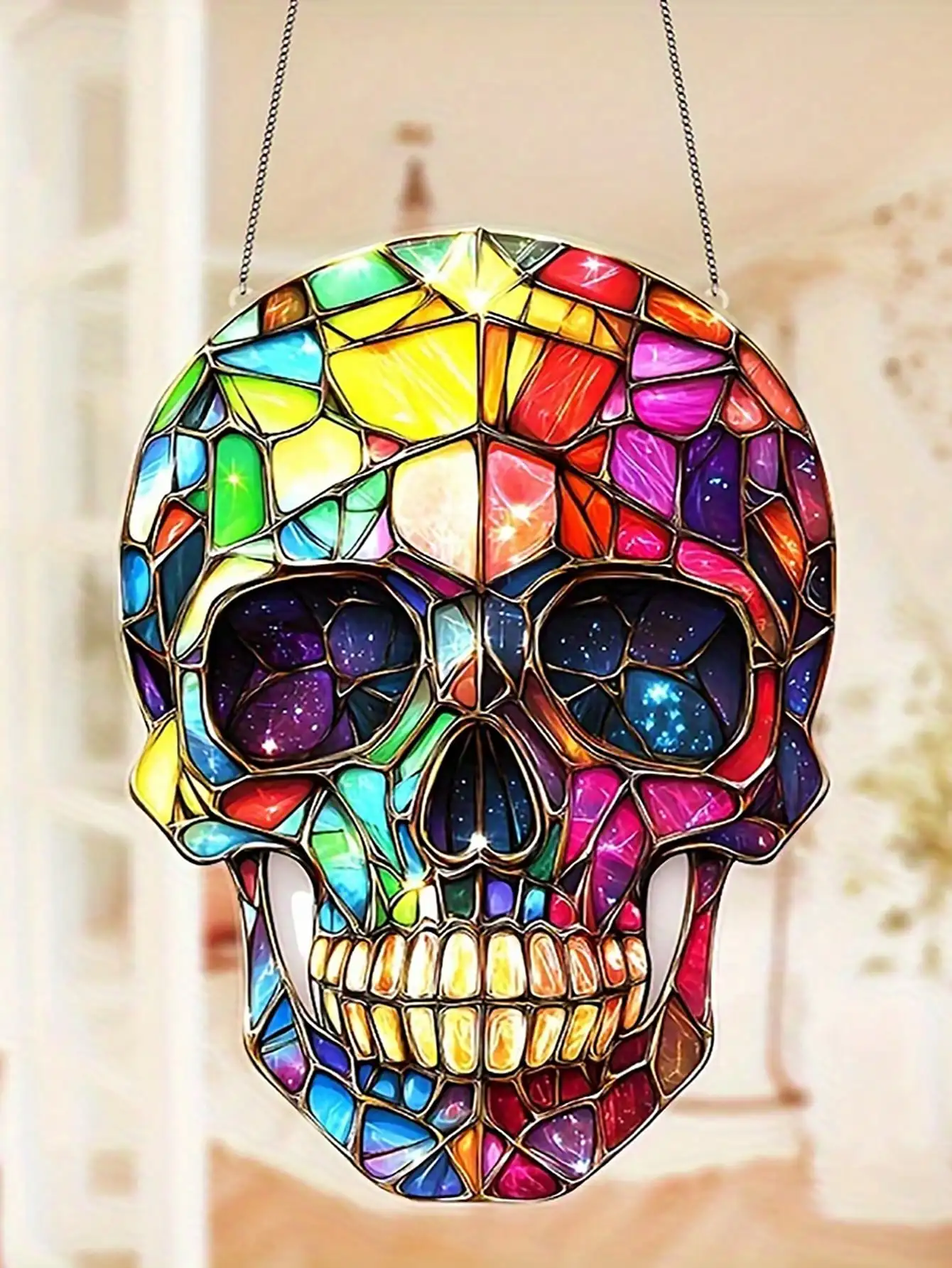 قلادة على شكل جمجمة السكر مقاس 8 بوصة × 6 بوصة، مناسبة لحدائق العائلة - مثالية للاحتفالات يوم الموتى والعطلات