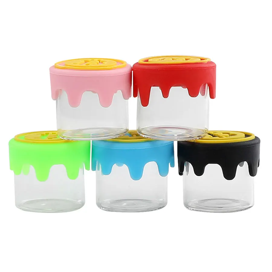 Clear Glass Jar with Silicone Lid, Bottle Slick Concentrate Tank, DIY Vials, Christmas Gift, 6ml, 3Pcs