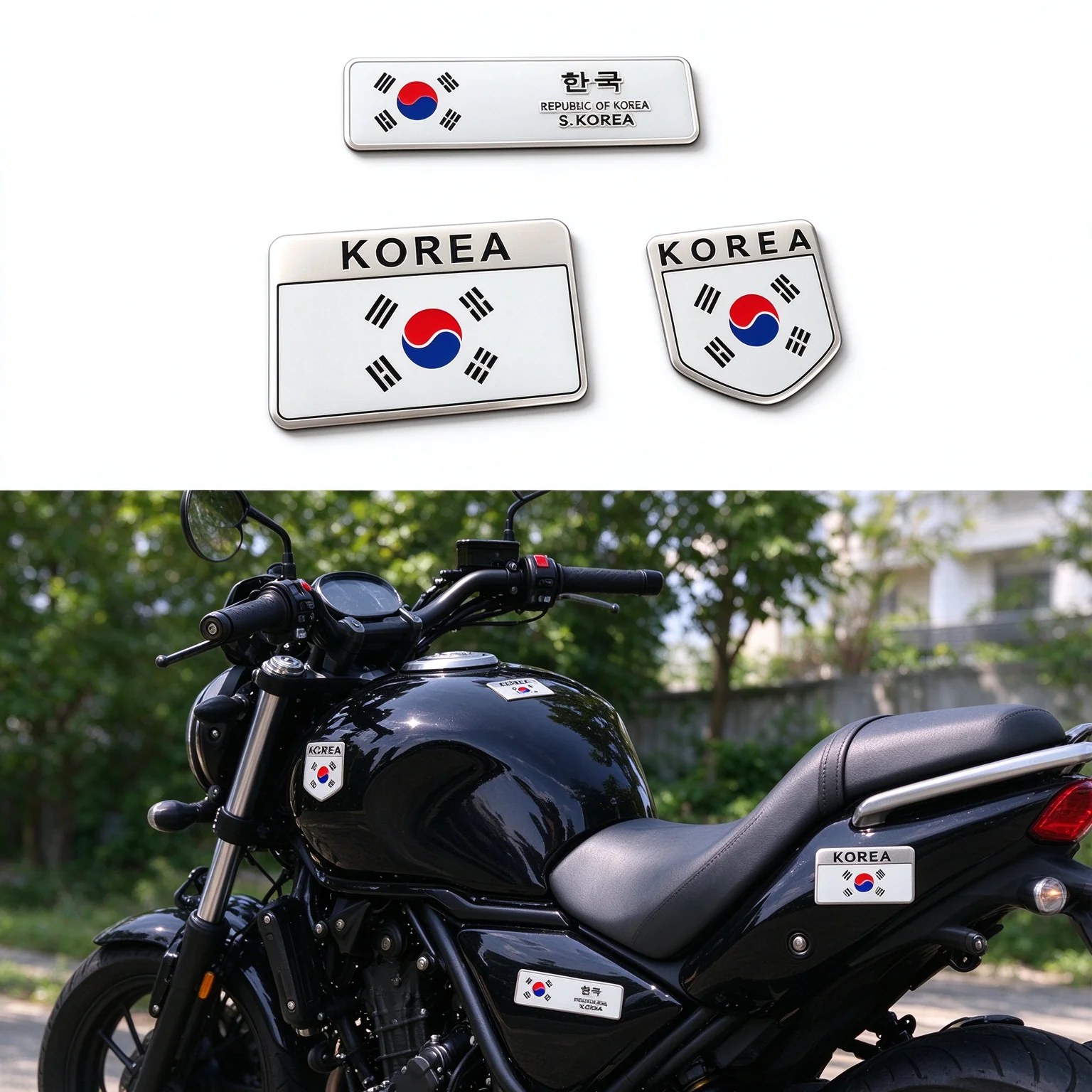 2/3Pcs 3D Aluminum National Flag Emblem Badge, Self-adhesive Sticker Decal for Car, Motorcycle, Scooter Body Decor