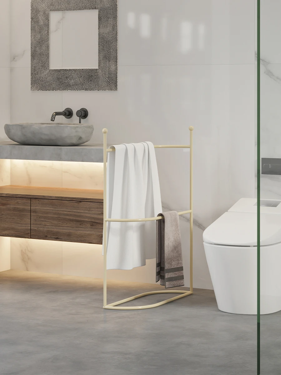 رف مناشف الحمام الفاخر غير اللكم رف المناشف الأرضية رف الحمام الصغير العمودي #2