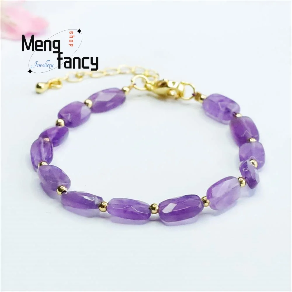 

Natural Amethyst Strand Faceted Bracelet Elegant High-grade Simple Crystal Coloured Treasure Fine Jewelry Exquisite Holiday Gift