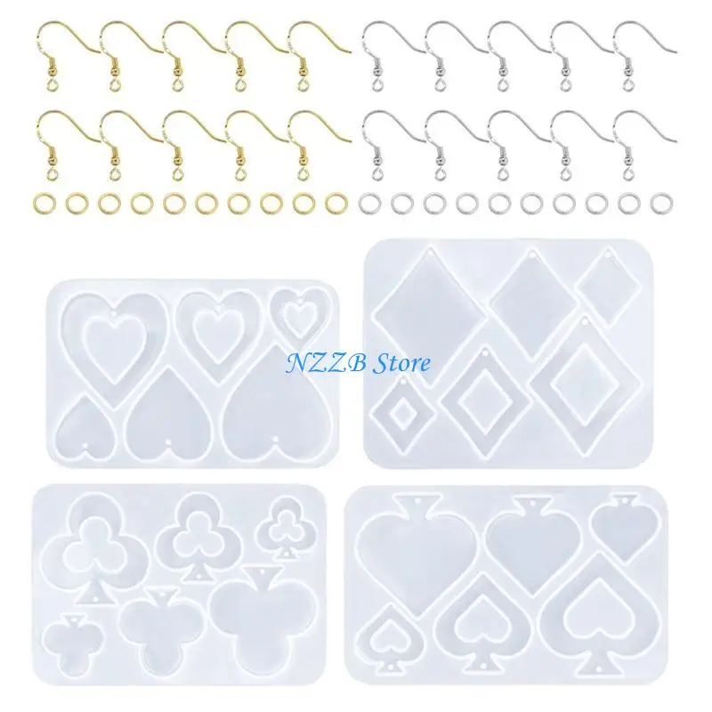 

T21F Epoxy Assembled Mold Geometric Large Small Cards Earrings Pendant Mold Keychain Pendant Silicone Mold for Decor