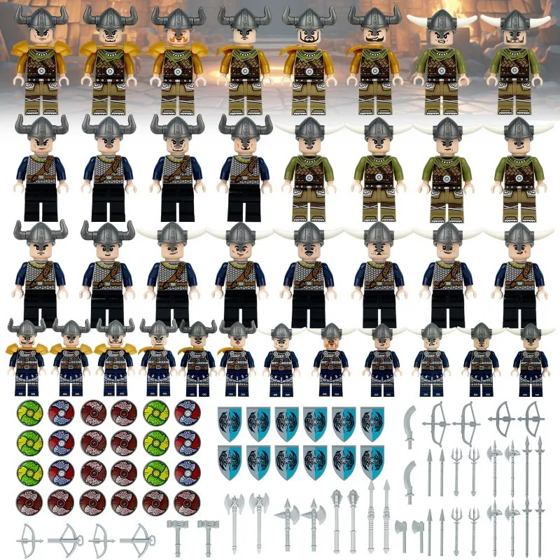 إكسسوارات دمية الفايكنج الصغيرة للأطفال تجميع جزيئات صغيرة من الألعاب والجنود والأسلحة وألعاب الأطفال وهدايا عيد الميلاد.
