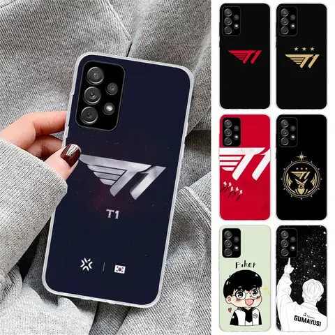 SKT 쿨 T1 휴대폰 케이스, 삼성 갤럭시 S23 S22 S21 플러스 울트라 A12 A32 A53 용 투명 휴대폰 커버