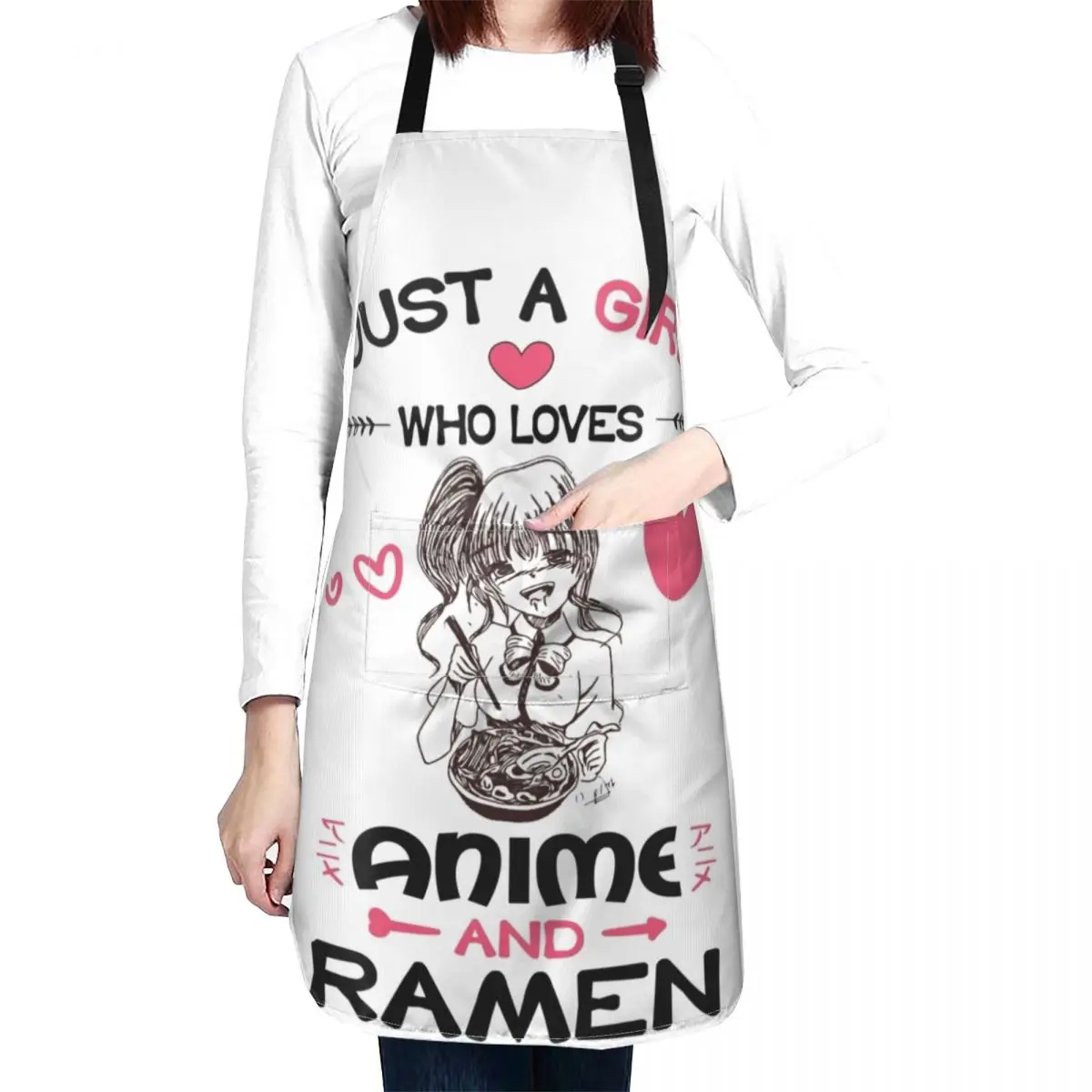 Just a Girl Who Loves Anime and Ramen Funny Kawaii Aesthetic Cute Otaku Manga Girls Gifts Ideas Apron For Man Custom Apron