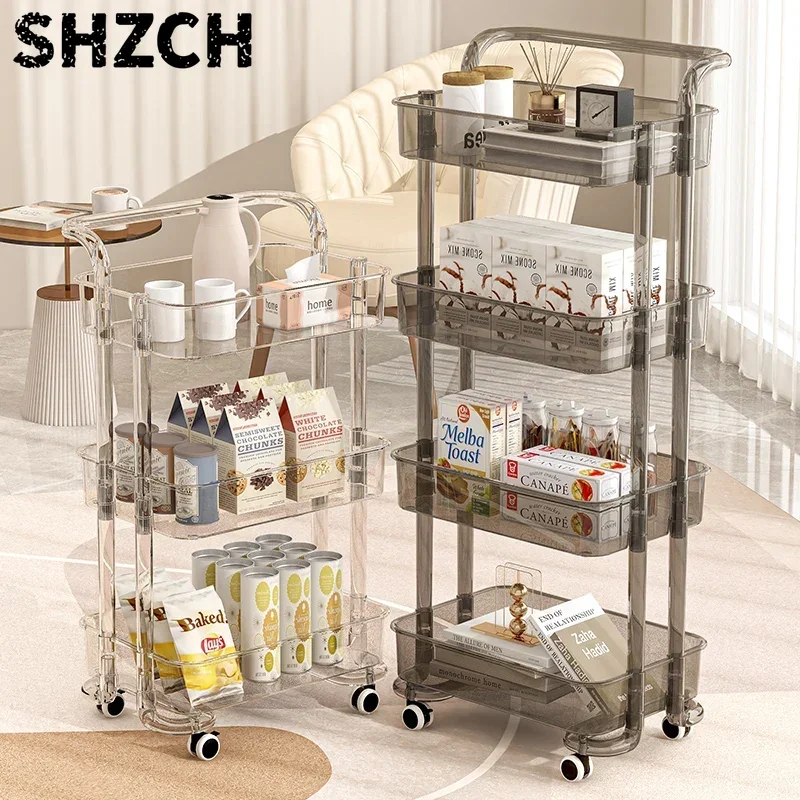 Acrylic Beauty Instrument Cart, Professional Skincare Trolley, Rolling Storage Rack for Salon, High-End Equipment Display Stand