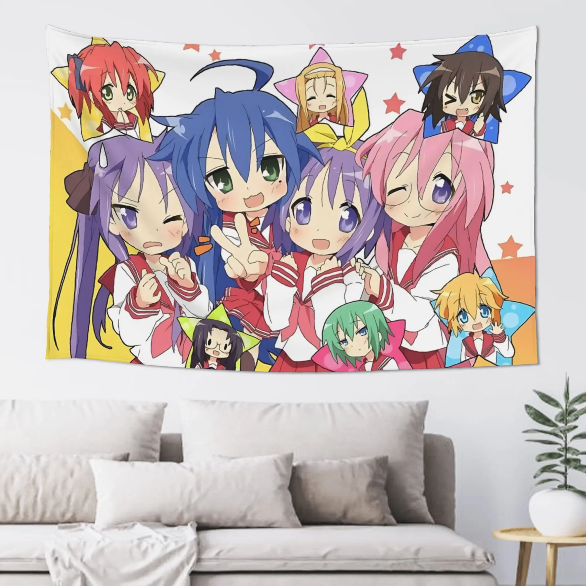 Colorful Anime Girl Customized Tapestry Bedroom Decoration  Wall Hanging Blanket Tapestry Cool Stuff For Room