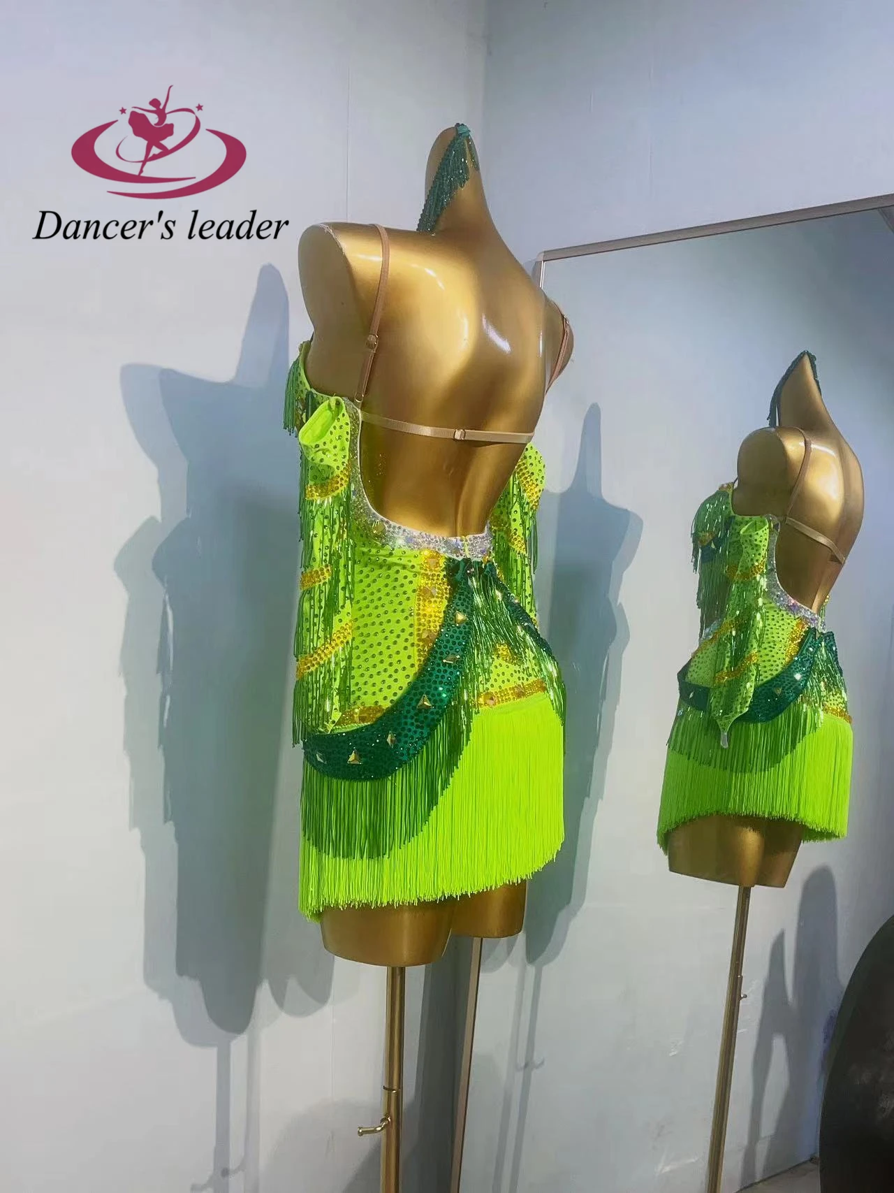 فستان الرقص اللاتيني الراقية مخصص حبة أنبوب شرابة الصدرية سامبا الماس المرأة الكبار مرحلة الملابس المهنية #1