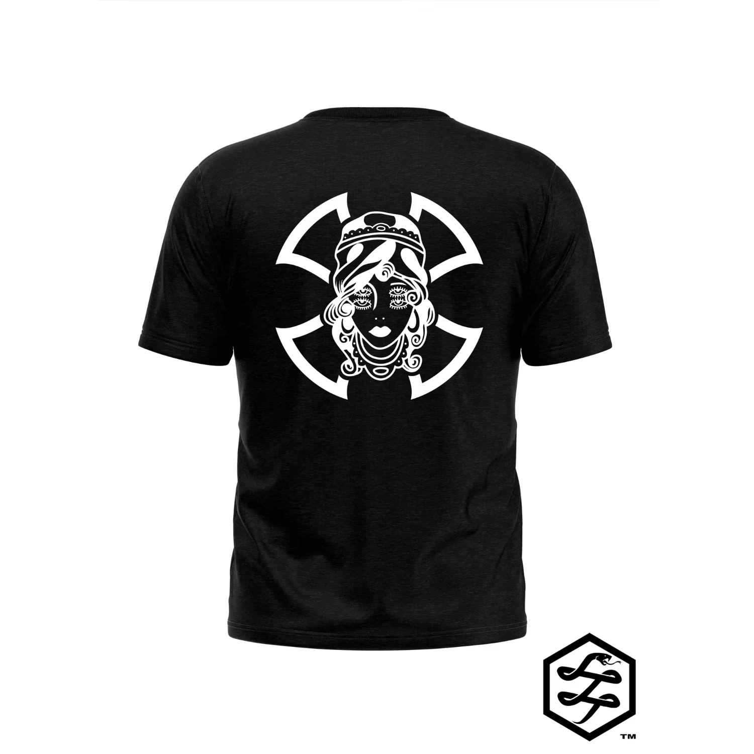2026 New Parent‑Child Matching Oversized T‑Shirt Unisex Chicano Style Lady Cross Graphic Back Print Black Streetwear