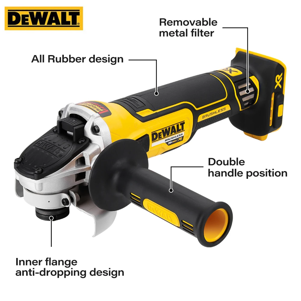 Dewalt Brushless Angle Grinder DCG405N Maglev Metal Cutting Machine 100mm Rechargeable 20V Cordless Portable Polisher Power Tool