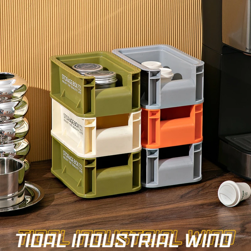 Industrial Style Outdoor Camping Stackable Storage Box Desktop Household Cosmetics Storage Box Snack and Sundry Storage