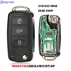 Jingyuqin 10p 434MHZ z chipem ID48 3B klucz zdalny do VW Volkswagen GOLF PASSAT Tiguan Polo Jetta Beetle Hella 5K0837202AD