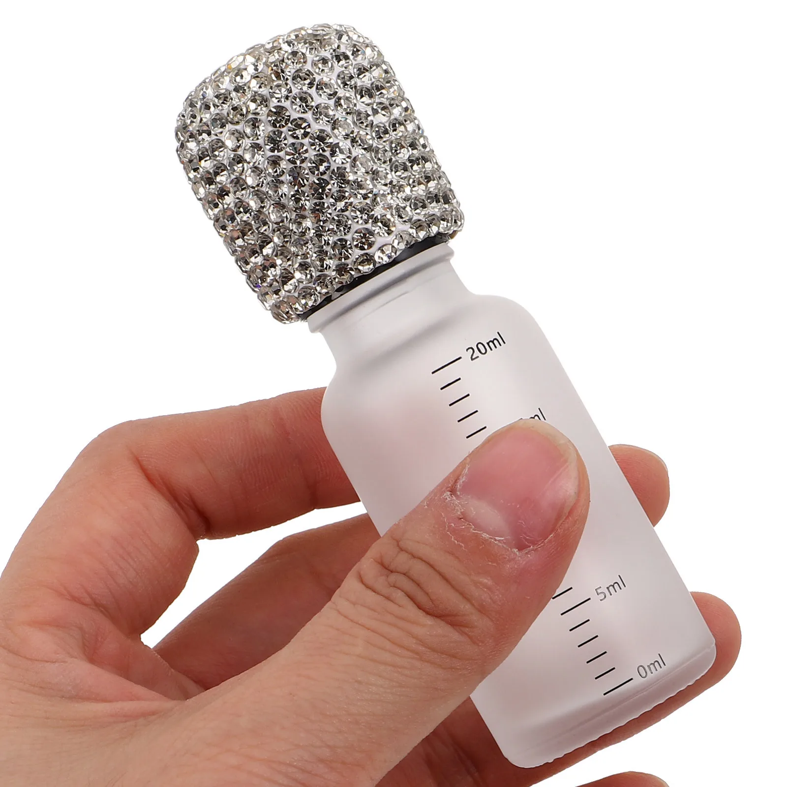 زجاجة زجاجية قابلة لإعادة الملء من حجر الراين سعة 20 مل، قوارير عطر شفافة للسفر، حاوية دوارة للزيت العطري المحمولة #6