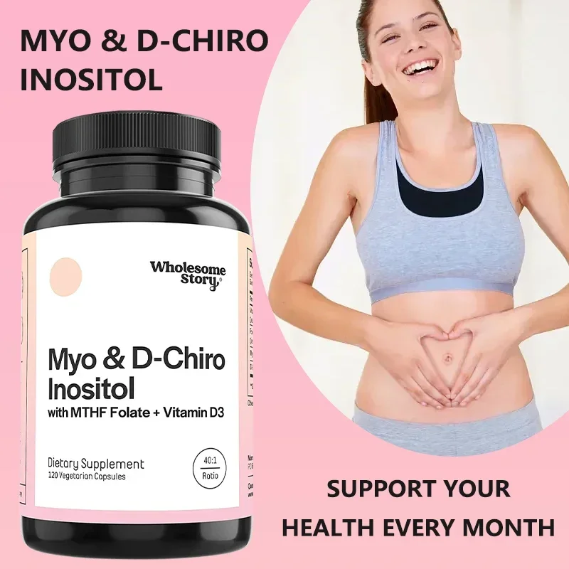 Inositol & D-Chiro Inositol Blend - Promotes Female Secretion, Homocysteine & Ovarian Health, Vitamin B8 Folic Acid Vitamin D