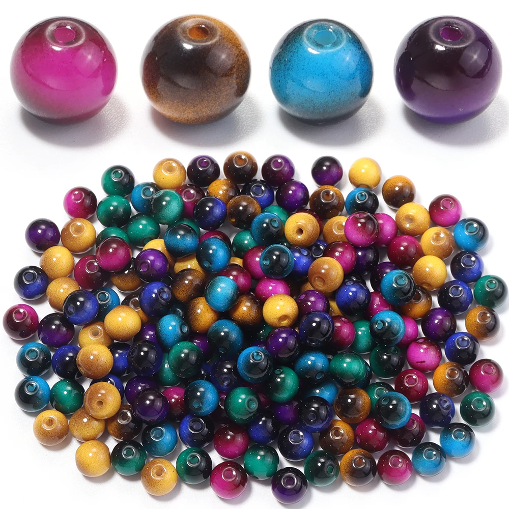 60 Stück 8mm Imitations-Tigerauge-Glasperlen, Runde Lose Abstandsperlen für Schmuckherstellung, DIY-Bastelzubehör für Halsketten und Armbänder