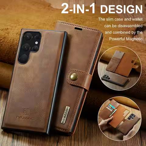 Luxury Leather Flip Magnetic Wallet Phone Case For Samsung Galaxy S25 S24 S23 Ultra S22 S21 S20 FE S10 S9 Plus Protective Cover