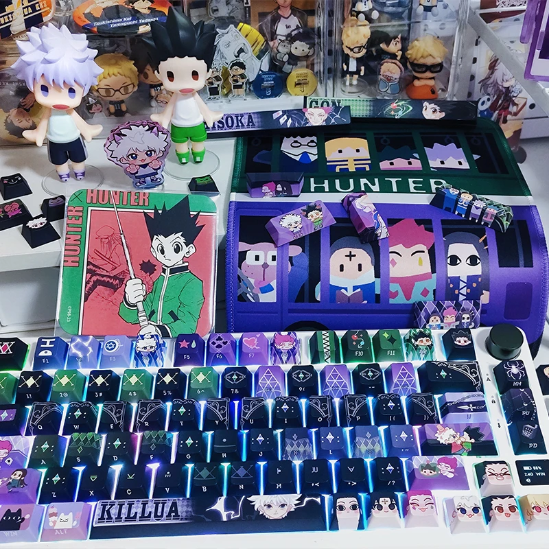 

Колпачки для клавиш Hunter × Hunter, милые колпачки для клавиш Cherry/Moa, 142-клавишные колпачки для клавиш Pbt, термосублимация для механической клавиатуры, подарок